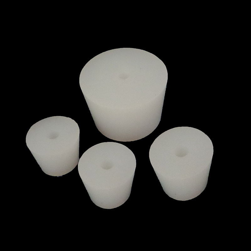 Flexible White Silicone Rubber Stoppers One Hole Texture Surface Finishing