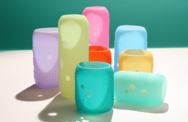 Insulated Silicone Glass Sleeve , Silicone Cover For Glass Baby Bottles