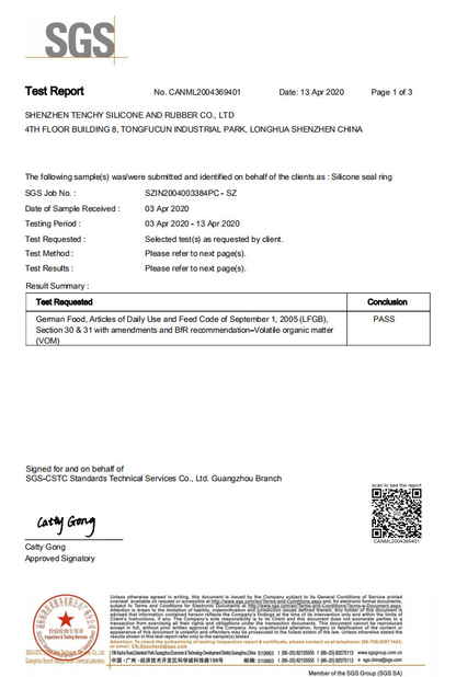 Κίνα Shenzhen Tenchy Silicone&amp;Rubber Co.,Ltd Πιστοποιήσεις